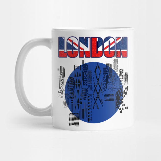 London, London Skyline Design with Sleek Outline and Flag Title by Lighttera